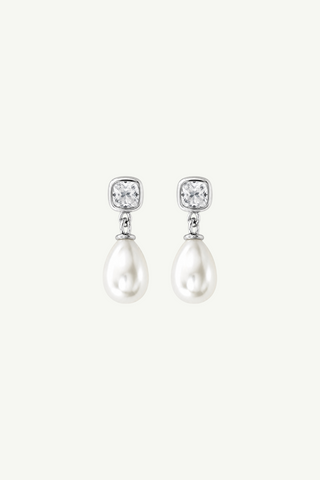 Micro Bezel Pearl Drop Earrings