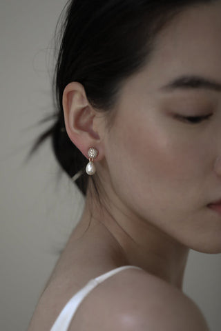 Pave Mini Pearl Drop