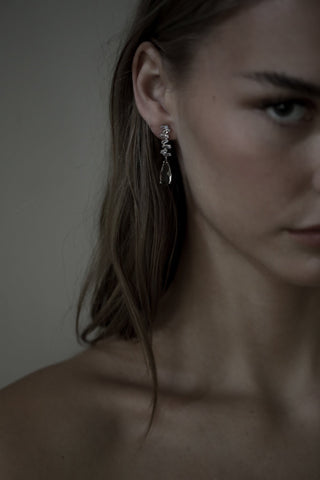 Stacked Silver Dewdrop Earrings