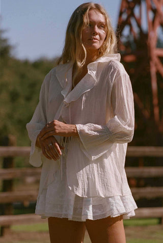 The Lily Top - Crème / Ivory Ruffle Top