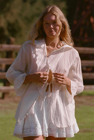 The Lily Top - Crème / Ivory Ruffle Top