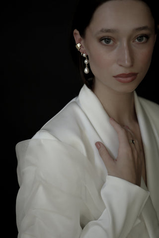 Pearl Triple Drop Earrings