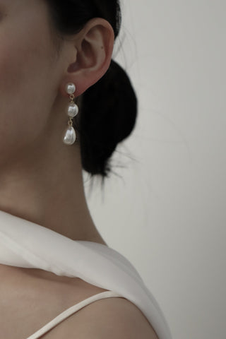 Pearl Triple Drop Earrings