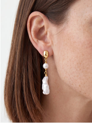 Baroque Pearl Chain Drop Earrings